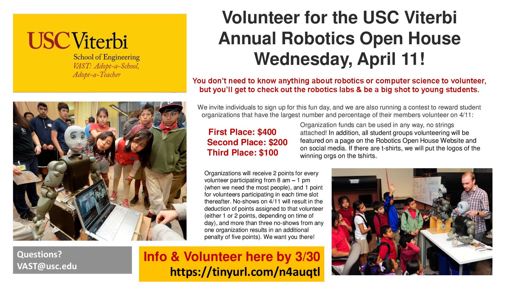 Featured image for “Volunteers Needed at Viterbi Robotics Open House”