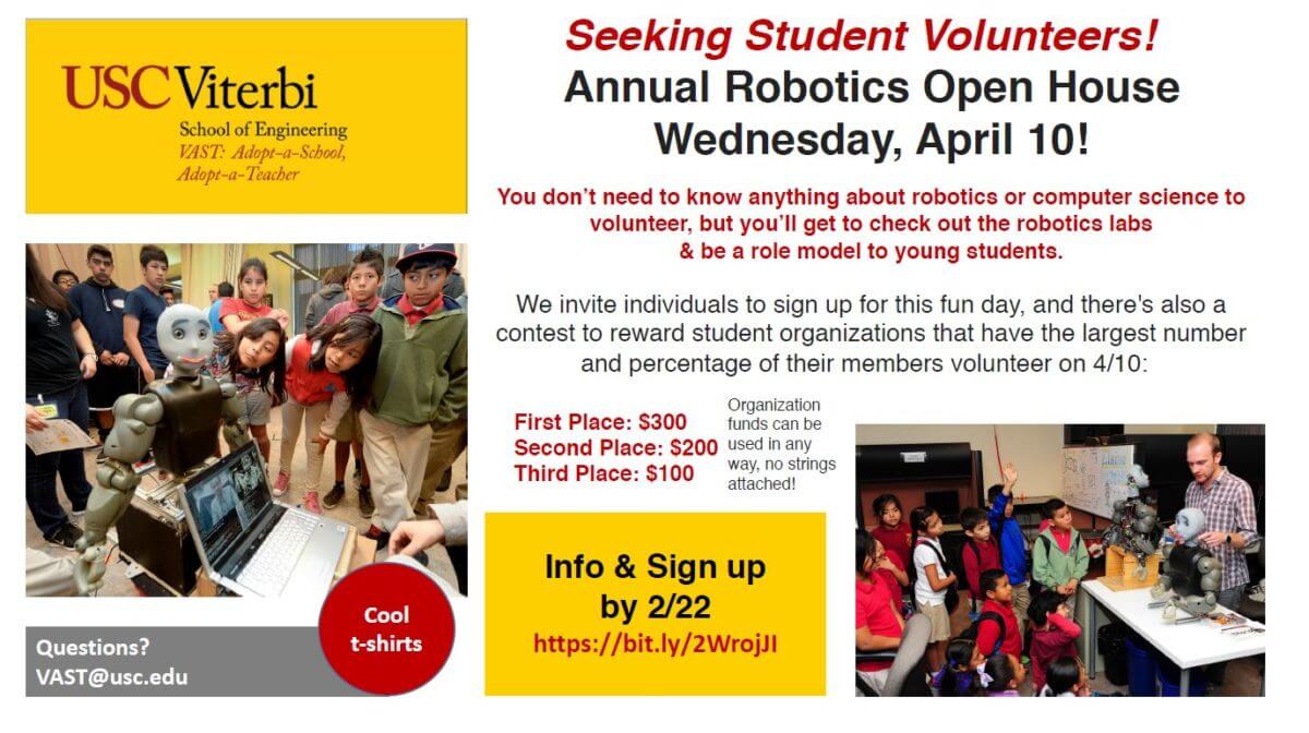 Featured image for “Volunteer for USC Robotics Open House”